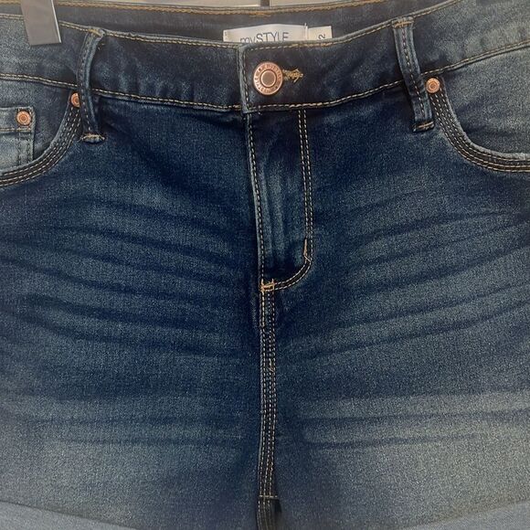 My Style Blue Denim Cuffed‎ Shorts Size 12 - Picture 2 of 9